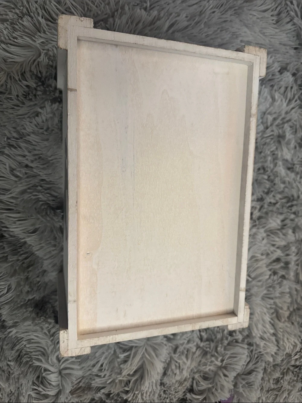 Wooden Small Pet Crate with Gray Unicorn Design - White